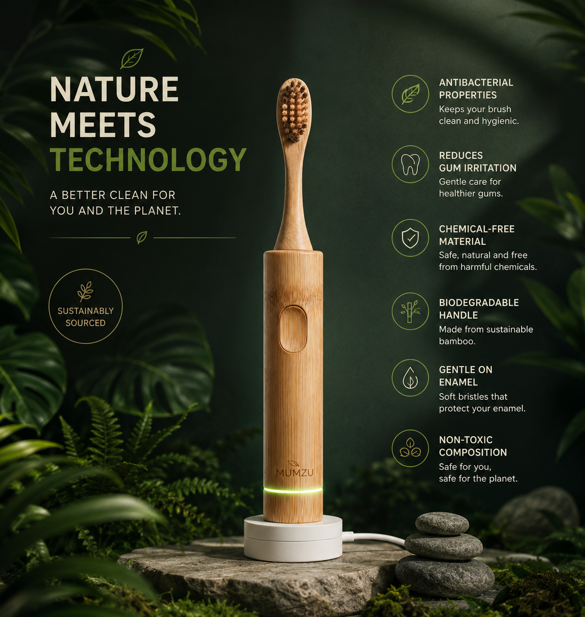 Mumzu Bambu Elektrikli Diş Fırçası