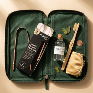 Pure Copper Tongue Scraper (with Cotton Pouch)